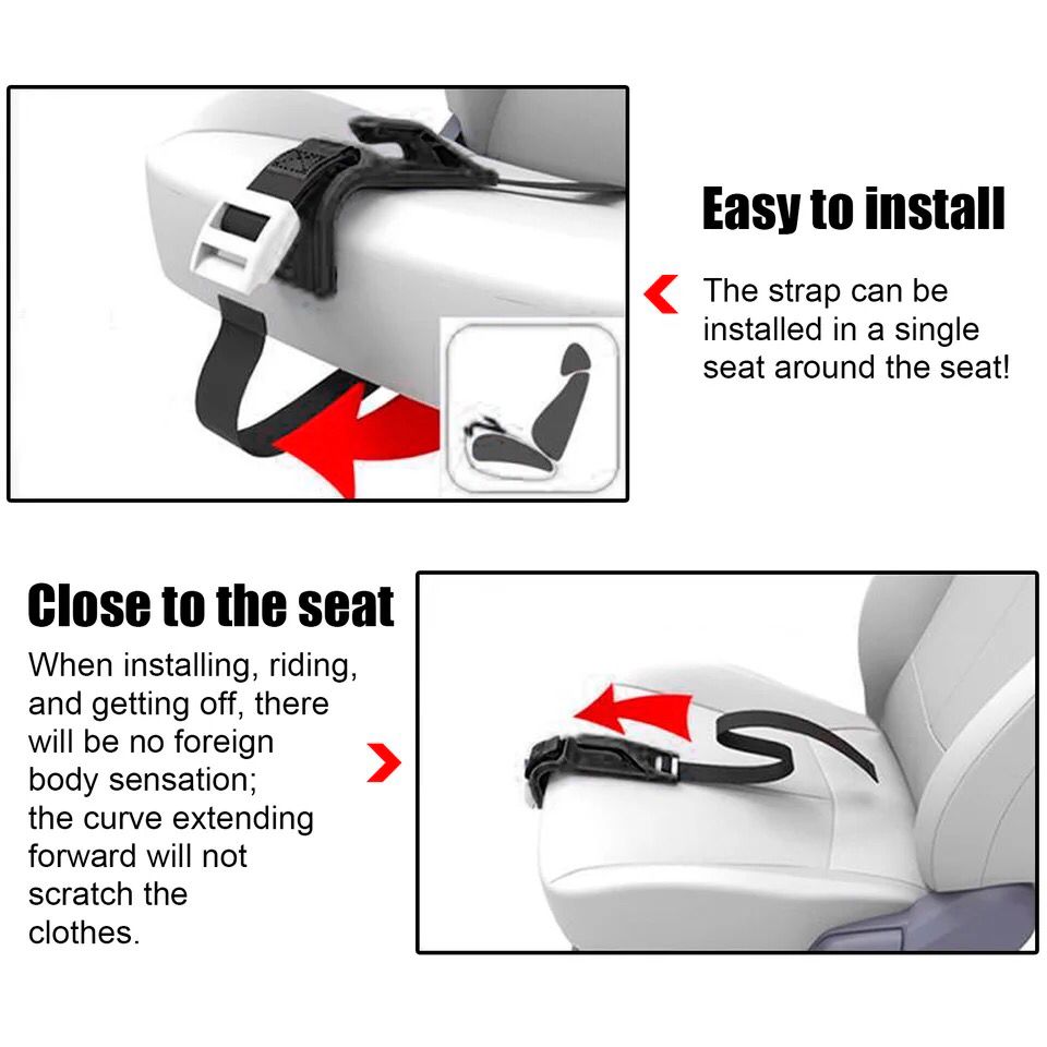 Pregnant Car Seat Belt Adjuster in Black and White, 200*60mm size, 250g weight. ABS/Fiber construction for safety and comfort. Universal fit for all car models. Enhance your pregnancy drive with style and security