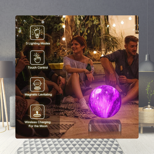 Discover the magic of our Levitating Moon Lamp - a 16 Colors 3D Engraving masterpiece. Illuminate your space with elegance and convenience using the included remote control