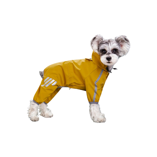 this jumpsuit offers ultimate protection on rainy days. Keep your pet comfortable and chic during outdoor adventures. Order now for a fashionable and functional raincoat for your beloved companion!