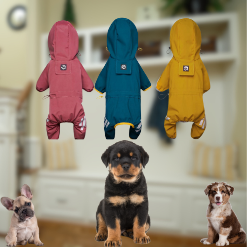 this jumpsuit offers ultimate protection on rainy days. Keep your pet comfortable and chic during outdoor adventures. Order now for a fashionable and functional raincoat for your beloved companion!