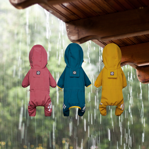 this jumpsuit offers ultimate protection on rainy days. Keep your pet comfortable and chic during outdoor adventures. Order now for a fashionable and functional raincoat for your beloved companion!