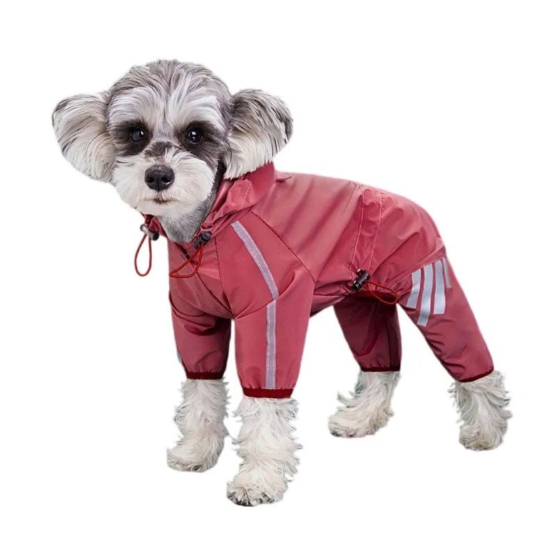 this jumpsuit offers ultimate protection on rainy days. Keep your pet comfortable and chic during outdoor adventures. Order now for a fashionable and functional raincoat for your beloved companion!