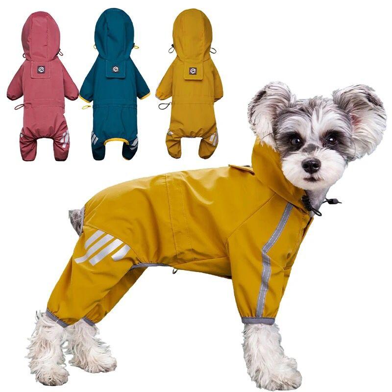 this jumpsuit offers ultimate protection on rainy days. Keep your pet comfortable and chic during outdoor adventures. Order now for a fashionable and functional raincoat for your beloved companion!