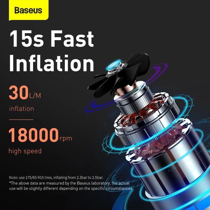 Baseus Car Inflator Pump - Your On-the-Go Tire Maintenance Solution! Experience intelligent inflation, powerful performance, and ultimate convenience with this 12V Smart Electric Tire Pump. Stay road-ready wherever you go!