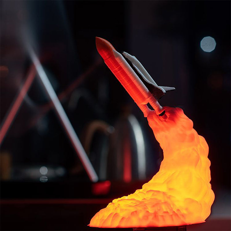 Illuminate Your Space: 3D Print Space Shuttle LED Night Lamp - USB Rechargeable Rocket Light for Bedside, Desk, and Room Decor. Perfect Christmas Kids Gift