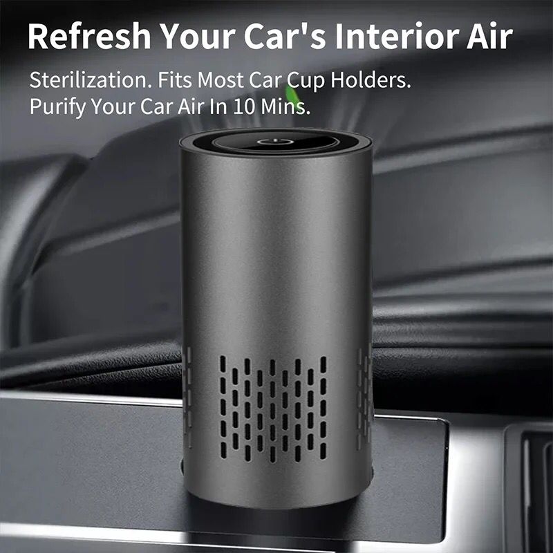 Portable car air purifier with touch screen convenience for a purified driving experience.