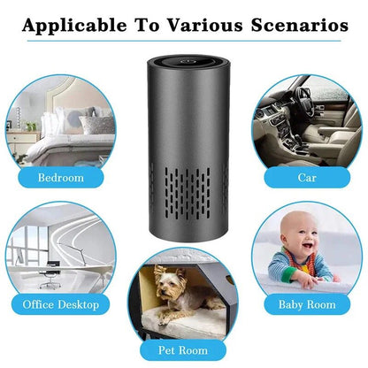 Portable car air purifier with touch screen convenience for a purified driving experience.